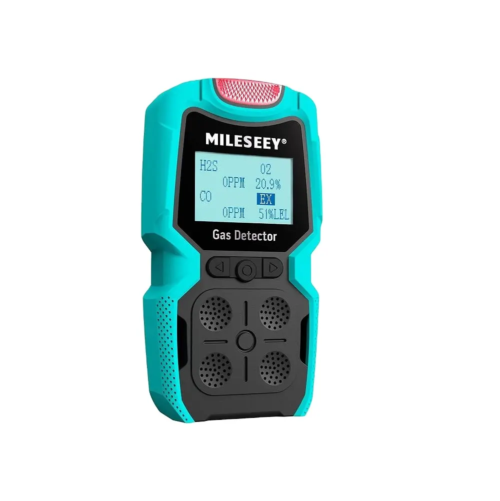 Mileseey MG-10 Gas Leak Detector for H2S, O2, CO and EX 4 Gas Monitor Sniffer with Recharge, Sound, Light & Vibration Alarms
