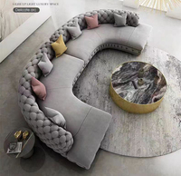 Ensemble de canapés semi-circulaires modernes de luxe en velours, pieds en acier inoxydable, coussins rembourrés en éponge haute résilience, pour hôtels, centres commerciaux et maisons.