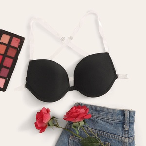 Soutien-Gorge Bretelles Transparentes Dos Nu - Sans Armature, Ouverture Devant, Pour Robe Sans Manches