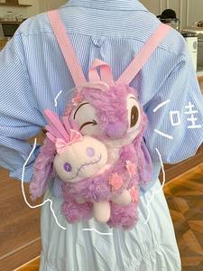 Sac à dos de dessin animé petit monstre en gros transfrontalier pour étudiantes, sac mignon, sac à dos de poupée en peluche bleue de grande capacité - Product Image 5