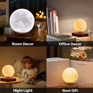Lampada <span class=keywords><strong>luna</strong></span> levitante 3 colori Floating Moon lampada rotante 3D stampa luce notturna magnetica per compleanno regalo di natale - Product Image 2