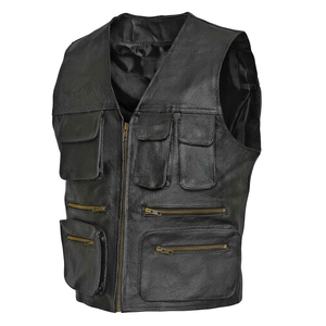 Veste de moto en cuir réversible, imperméable et coupe-vent, personnalisable pour homme, fermeture éclair avant, grandes tailles - Product Image 1
