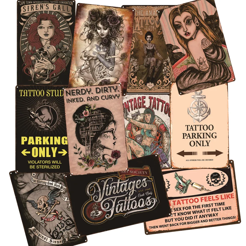 Tattoo Metal Poster Tin Sign Tattoo Shop Decor Decorative Iron Plate Wall Decor Shabby Chic Tin plate