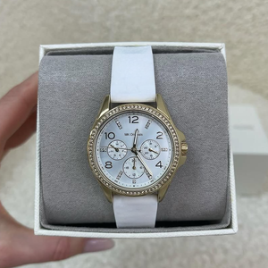 Reloj de Cuarzo <span class=keywords><strong>para</strong></span> Mujer con Bisel de Cristal Incrustado, Tres Subesferas, Tres Agujas, Caja de Acero Inoxidable, Correa de Silicona - Product Image 1