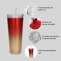 Gobelet transparent à double paroi de 24 oz avec trou pré-percé pour la création de globes de neige DIY avec paillettes, idéal pour les cadeaux