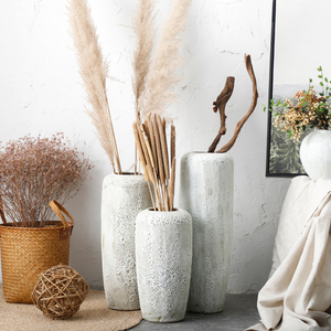 विशेष पुराने प्राचीन मिट्टी शैली मैट बुलबुला घुटा हुआ देहाती चीनी मिट्टी के बर्तनों लंबा रेट्रो सजावट बड़ी मंजिल फूल फूलदान - Product Image 4