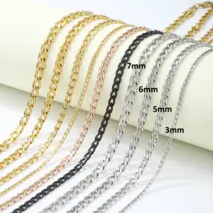 Ruigang Customized 3/3.8/5/6/7mm Silver Gold Figaro Chains Men Gold Chain 18K 24k Stainless Steel Chain Necklace For Men Women