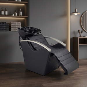 Fauteuil de lavage électrique de luxe moderne en cuir synthétique avec bac pour salon de coiffure et institut de beauté - Product Image 5