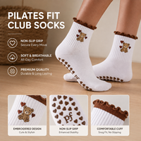 Chaussettes de Pilates à cheville en mélange de coton tricotées, respirantes et antidérapantes, avec logo personnalisé sur le revers, pour jeunes, idéales pour les entraînements décontractés