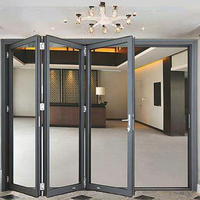 Porte coulissante pliante transparente, étanche, pour cuisine, salon, chambre, salle de bain, entrée, hôtel, séparateur d'intérieur en aluminium