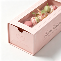Boîte d'emballage personnalisée pour macarons blancs avec fenêtre transparente coulissante, boîte à pâtisserie blanche