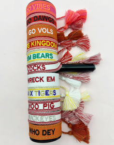 Braccialetto personalizzato con ricamo personalizzato per il giorno del gioco braccialetto con nappe della squadra della scuola universitaria braccialetto con lettere personalizzate - Product Image 3