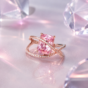 Anello con design geometrico rosa, anello classico da donna - Product Image 6