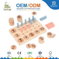 Compteur à dix chiffres en bois Montessori, jouet mathématique en bois de hêtre, jeu de comptage et d'empilage des nombres, kit d'apprentissage éducatif pour tout-petits