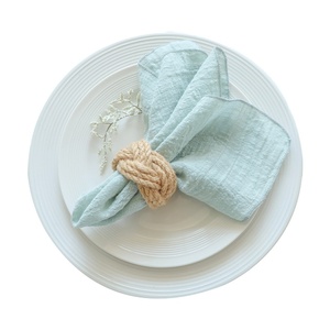 Imitatie linnen bamboe servet van crêpe stof met gehemde rand, vierkant, Amerikaanse stijl, tafeldecoratie voor feestjes, aanpasbaar - Product Image 5