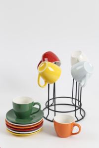 Tasses à thé et soucoupes en porcelaine, logo imprimé personnalisé italien, simples, vives et coloré, tasses cappuccino - Product Image 6