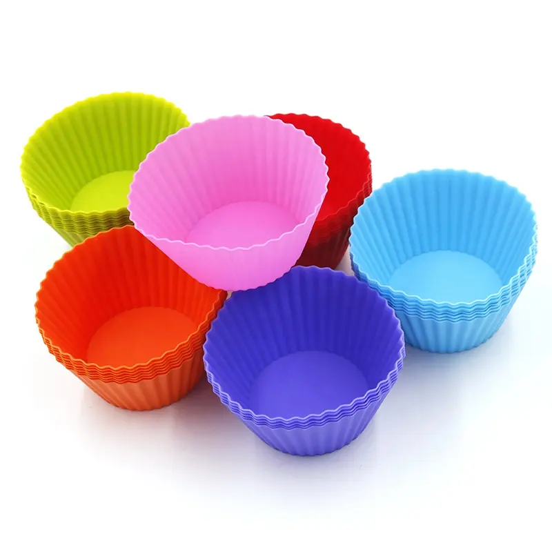 Conjuntos de copos de silicone reutilizáveis, forros de cupcake multicoloridos