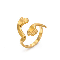 18k Vergoldete Edelstahl-Ringe Gliederkette Offene Geometrische Gedrehte Breite Verstellbare Ringe für Damen-Schmuck
