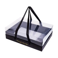 Vente en gros de boîte-cadeau de fleur de fruit carrée ondulée vide portable avec couvercle transparent