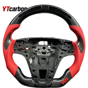 Ytcarbon เส้นใยคาร์บอนสีแดงปรับแต่งได้พร้อมพวงมาลัยหนังสีขาว XC70 T6 S60 <span class=keywords><strong>polestar</strong></span> สำหรับ V60 T6 - Product Image 5