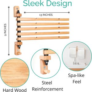 Porte-serviettes pivotant, séchoir à <span class=keywords><strong>linge</strong></span> mural, design moderne en bois dur, 5 barres durables, portable, multifonctionnel, design élégant pour la maison - Product Image 2