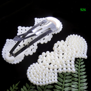 Women's hair <b>clips</b> with pearl trim, adult hair <b>clips</b>, BB hair <b>clips</b>, Korean style <b>bow</b> pearl hair <b>clips</b>, wholesale available. - Product Image 2