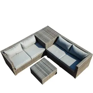 Balkon avlu bahçe eğlence Rattan sandalye seti için dış mekan mobilyası ile küçük kahve sehpa kombinasyon Rattan kanepe