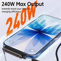 Adaptador de Cable de Datos de 240W, Soporte para Teléfono Plegable Invisible, Cable Cargador con Soporte 360° para Juegos, Escáner de Código de Barras, Nylon