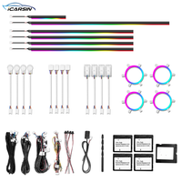 ICarsin - Lumière ambiante intérieure de voiture universelle 12V 6W LED avec 64 couleurs dynamiques, contrôle par application, kit de lumière ambiante universelle