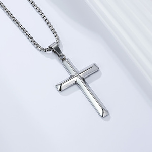 Unisex, trendy, and stylish <b>titanium</b> steel cross necklace for men; a unique, sophisticated, and artistic pendant. - Product Image 4