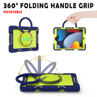 Coque de protection robuste en silicone pour PC, avec béquille rotative à 360° et sangle de transport, pour iPad 10.2 (7e, 8e, 9e génération)