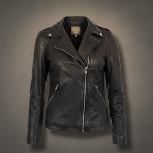 FESHO WEAR TRADING Blouson de moto en peau de mouton véritable pour femme, collection Printemps 2014, toile cirée froissée souple, respirant et imperméable - Product Image 1