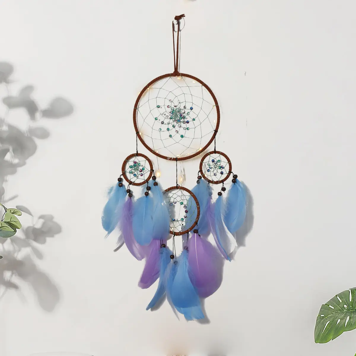 Kingcome Style indien quatre anneaux attrape-rêves carillons éoliens maison bureau tenture murale décoration