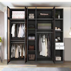 Meubles de chambre à coucher sur mesure de style italien moderne et luxueux, <span class=keywords><strong>armoire</strong></span> avec porte en verre gris, forme droite, <span class=keywords><strong>armoire</strong></span> avec tiroirs - Product Image 4