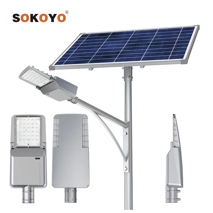 SOKOYO Lampadaire Solaire LED Outdoor Light Solar Power Street Lamp With Pole