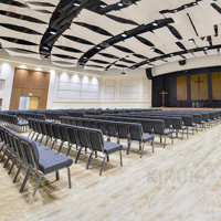 Chaises de théâtre de luxe d'occasion à prix abordable, vente en gros, chaises d'église en métal rembourrées et imbriquées, pour auditorium, ODM OEM