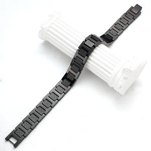 Pulseira de Corrente e Elos de Aço Inoxidável com Revestimento Preto, Estilosa e Moderna, com Padrão Geométrico para Aniversário Unissex - Product Image 5