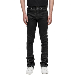 Nouveau Jean en Denim Noir Extensible Classique à Taille Haute et Coupe Évasée pour Homme, Revêtement Ciré, Respirant, Imperméable, Style Uni Imprimé, Faible MOQ - Product Image 2
