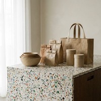 Ensemble d'emballages en papier kraft lavable, sacs de rangement réutilisables, boîtes et bols, emballage cadeau personnalisé