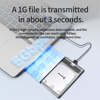 Estuche transparente HDD SSD de 2,5 pulgadas con USB 3,0 tipo C portátil externo SATA caja de disco duro bolsa cerrada caja de disco duro