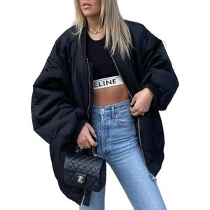 Chaqueta Bomber Personalizada para Mujer 2026, Manga Larga, con Cierre, Acolchada, Abrigo Cálido de Invierno, Resistente al Viento, con Cuello Plegable - Product Image 2