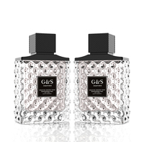 Vente en gros de flacons de parfum en verre carrés de luxe personnalisés, avec pulvérisateur à pompe, 30 ml/50 ml/100 ml, estampés à chaud en or, impression unique