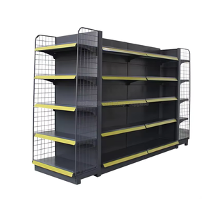 Étagère gondole robuste à cadre noir, double face, <span class=keywords><strong>avec</strong></span> panneau perforé, en métal, pour supermarché, présentoir à bonbons - Product Image 3