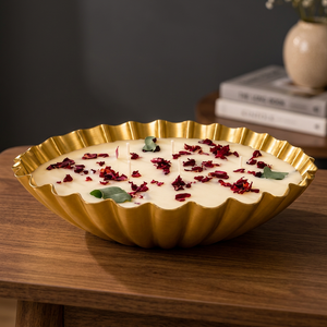 BuildtoSuit Crown Metal Bowl Handmade <b>Soy</b> Wax <b>Candle</b> with Gold Finish Christmas & Diwali Decor 22.5x5cm - Product Image 4