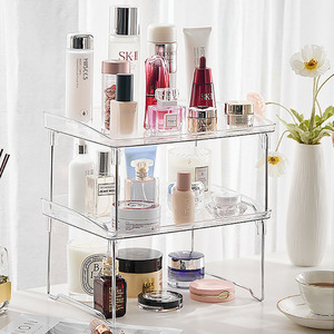 Foldable <strong>Storage</strong> Rack Organizer <strong>for</strong> Kitchen Cabinet Clear Plastic <strong>Racking</strong> <strong>Storage</strong> Organizer Shelves with Stainless Steel Racks - Product Image 2