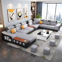 Nouveau canapé d'angle lavable et amovible à la mode avec haut-parleur prix de gros excellent canapé de luxe bleu personnalisé meubles pour la maison