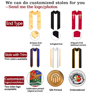 Estola de Graduación Bordada de 72 Pulgadas de Largo, Personalizada con la Bandera de Haití, Uniforme Escolar de Satén, 100% Poliéster - Product Image 6