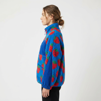Veste polaire chaude coupe-vent à col montant zippé imprimé floral écologique pour femme, grande taille, en velours, idéale pour la course et le sport