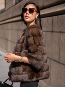 Venta al por mayor personalizado Real ruso Sable ocho mangas chaquetas <span class=keywords><strong>de</strong></span> piel <span class=keywords><strong>de</strong></span> invierno abrigos <span class=keywords><strong>de</strong></span> piel <span class=keywords><strong>de</strong></span> las mujeres - Product Image 4