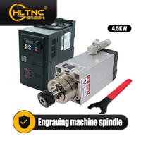 Kit moteur de broche carré refroidi par air HLTNC 3KW 4.5KW 6KW et variateur de fréquence VFD, broche haute vitesse 18000 tr/min pour routeur CNC et travail du bois